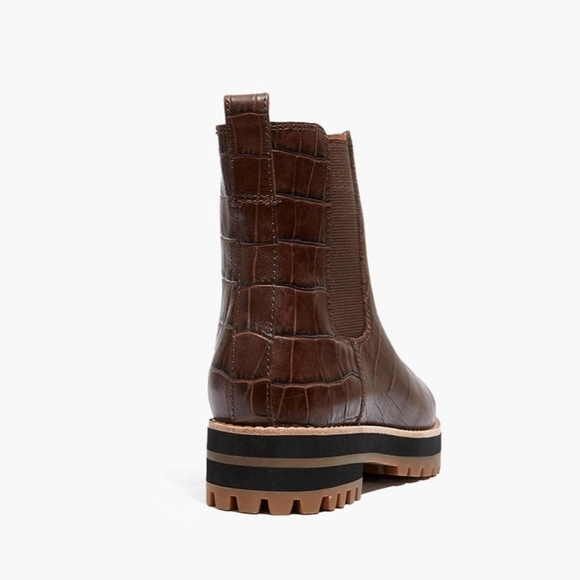 New Madewell The Ivy Chelsea Dark Coffee Croco Embossed Leather Boots Size 5 - Picture 5 of 12